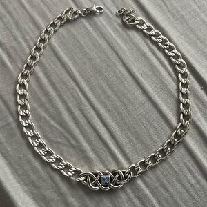 Vintage sterling silver choker with blue gemstone